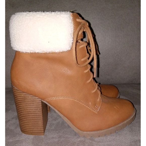 Ana Redwood Boot Womens Size 9.5 M Heel Booties Faux Fur Trim - Picture 5 of 12